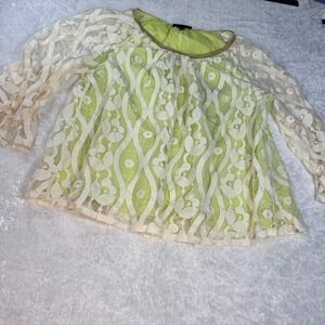 Lane Bryant Womens Top Size 18/20 Green Lace‎ Long Sleeve Blouse